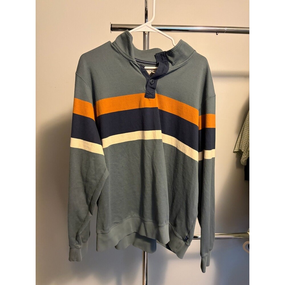 L.L.Bean Men's XL Traditional Fit Striped Rugby Mock Neck Cotton Pullover Shirt - Picture 2 of 7